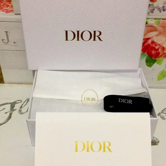 Brand New! DIOR Blue White & Gold Gift Box Set Box/Tissue/Envelope/Ribbon! ✨ - Picture 4 of 12